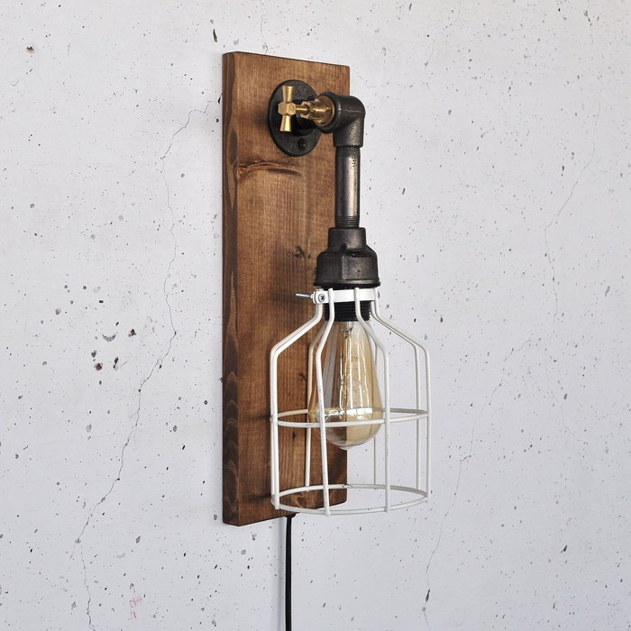 Opviq Lámpara de pared de madera maciza Madera y Negro Opviq Lámpara de pared de madera maciza Madera y Negro